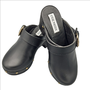 Steve Madden Black Leather Mules Size 6 1/2